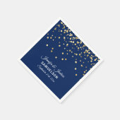 Serviette En Papier Élégant Mariage de Confetti BLEUE or sur mesure MA (Coin)