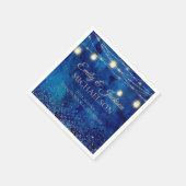 Serviette En Papier Élégant Mariage de cordes d'or bleu marine (Coin)