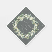 Serviette En Papier Elégant Mariage de courge vert Snowberry+Eucalyptu (Coin)