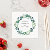 Serviette En Papier Elégant Mariage de couronnes botaniques feuillues (En situation)