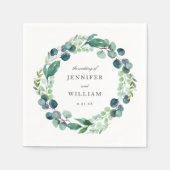 Serviette En Papier Elégant Mariage de couronnes botaniques feuillues (Devant)