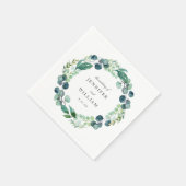 Serviette En Papier Elégant Mariage de couronnes botaniques feuillues (Coin)