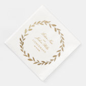 Serviette En Papier Élégant Mariage de couronnes d'olivier d'or (Coin)