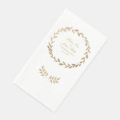 Serviette En Papier Élégant Mariage de couronnes d'olivier d'or (Coin)
