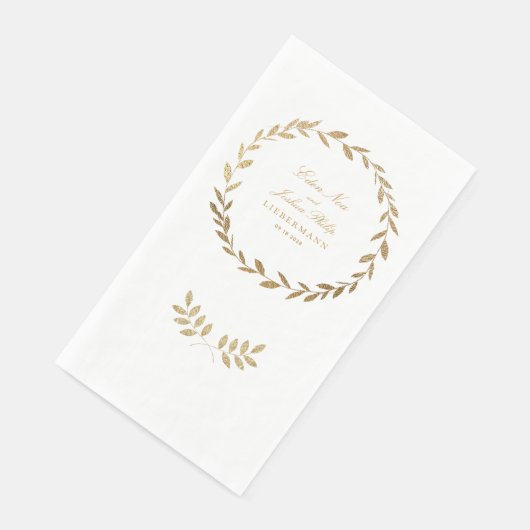Serviette En Papier Élégant Mariage de couronnes d'olivier d'or (Coin)