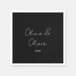 Serviette En Papier Élégant Mariage de Cravate noire