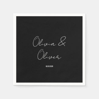 Serviette En Papier Élégant Mariage de Cravate noire