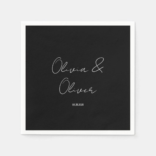 Serviette En Papier Élégant Mariage de Cravate noire (Devant)
