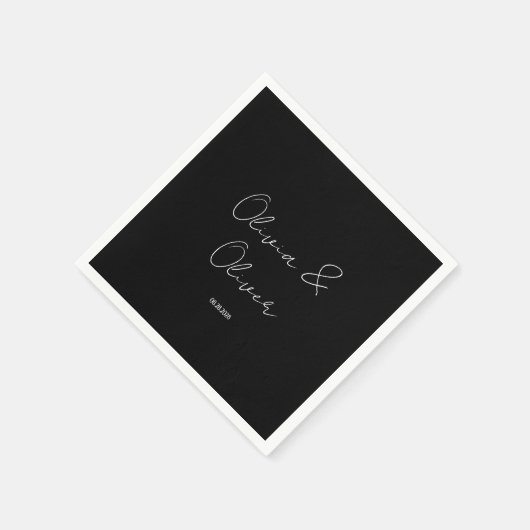 Serviette En Papier Élégant Mariage de Cravate noire (Coin)