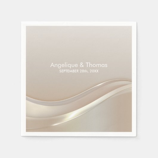 Serviette En Papier Élégant Mariage de crème (Devant)