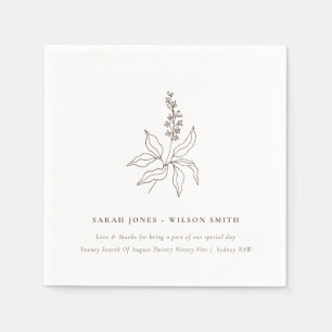 Serviette En Papier Élégant Mariage de croquis botanique classique