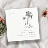 Serviette En Papier Élégant Mariage de croquis de palmier côtier tropi