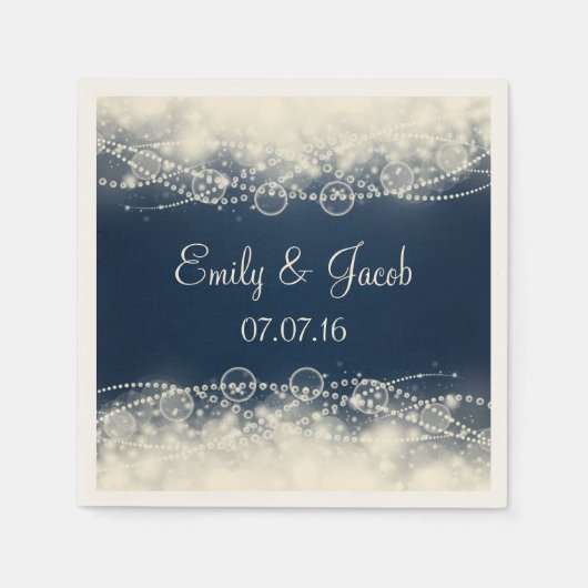 Serviette En Papier Elégant Mariage de dentelle et perles (Devant)