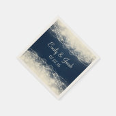 Serviette En Papier Elégant Mariage de dentelle et perles (Coin)