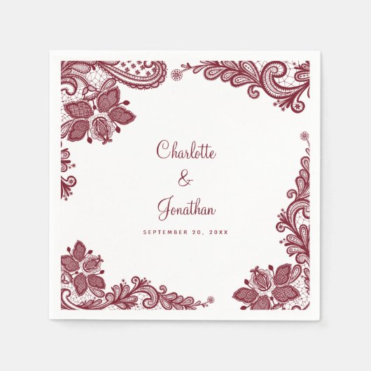 Serviette En Papier Élégant Mariage de dentelle Fiançailles mariée et  (Devant)