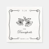 Serviette En Papier Elégant Mariage de doodle à la main (Devant)