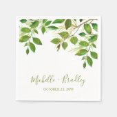 Serviette En Papier Élégant Mariage de feuillage botanique (Devant)