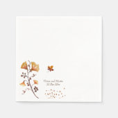 Serviette En Papier Elégant Mariage de feuille d'automne doré (Devant)