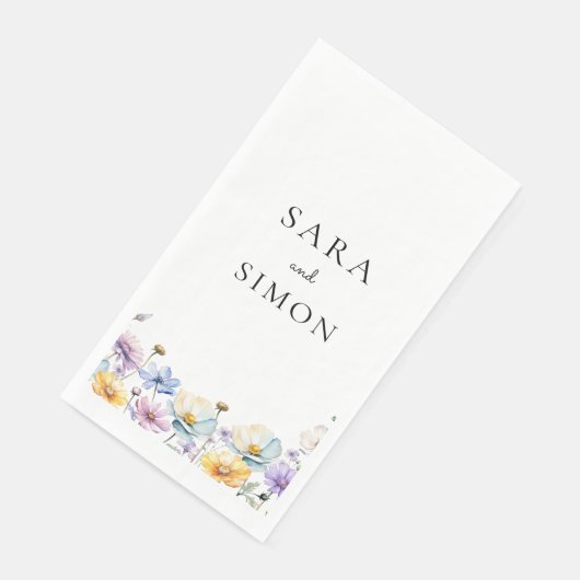 Serviette En Papier Élégant mariage de Fleur sauvage lunatique minimal (Coin)