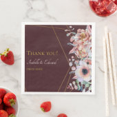 Serviette En Papier Élégant Mariage de Fleurs d'anémones Marsala Blush (En situation)