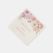 Serviette En Papier Élégant Mariage de fleurs d'aquarelle (Coin)