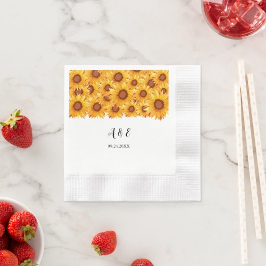 Serviette En Papier Élégant Mariage de fleurs de tournesol serviettes (En situation)