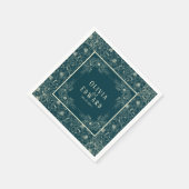 Serviette En Papier Élégant Mariage de fleurs dorées (Coin)