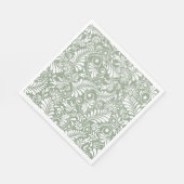 Serviette En Papier Élégant Mariage de fleurs vertes (Coin)