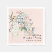 Serviette En Papier Élégant Mariage de jardin de paon (Devant)