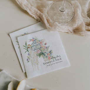 Serviette En Papier Élégant Mariage de jardin de paon