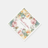 Serviette En Papier Elégant mariage de jardin Rose (Coin)