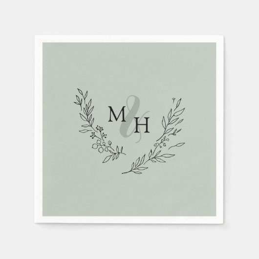 Serviette En Papier Élégant Mariage de la couronne de monogramme (Devant)