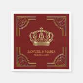 Serviette En Papier Élégant Mariage de la Couronne Ornate Red Gold (Devant)