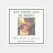 Serviette En Papier Élégant Mariage de la frontière verte (Devant)