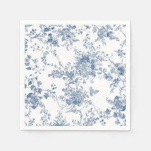 Serviette En Papier Élégant Mariage de la Marine Florale Botanique Blu