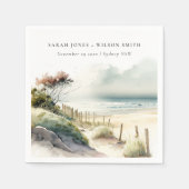 Serviette En Papier Elégant Mariage de la plage de sable de la côte de (Devant)