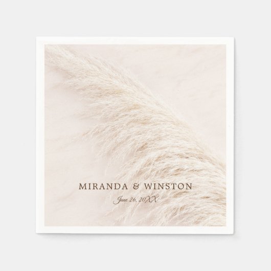 Serviette En Papier Élégant Mariage de laiton de Pampas rustique (Devant)