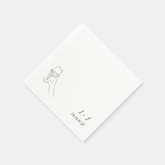 Serviette En Papier Élégant Mariage de lunettes de script de lunettes (Coin)