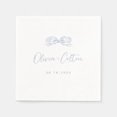 Serviette En Papier Élégant Mariage de mâchoire bleu Dusty (Devant)