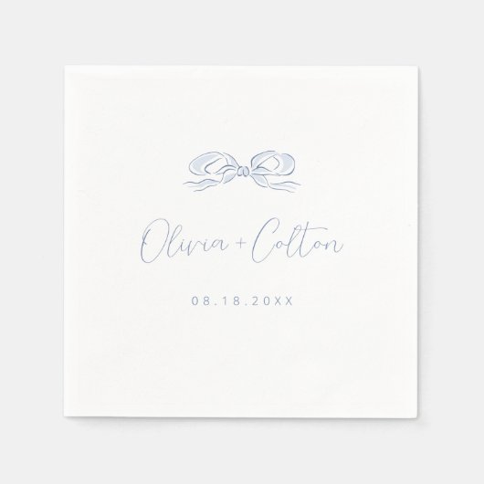 Serviette En Papier Élégant Mariage de mâchoire bleu Dusty (Devant)