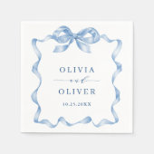 Serviette En Papier Élégant Mariage de mâchoire bleu Dusty (Devant)