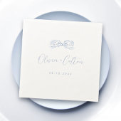 Serviette En Papier Élégant Mariage de mâchoire bleu Dusty