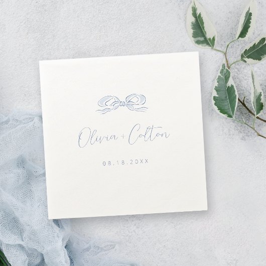 Serviette En Papier Élégant Mariage de mâchoire bleu Dusty