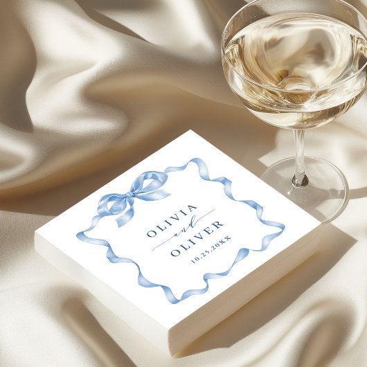 Serviette En Papier Élégant Mariage de mâchoire bleu Dusty