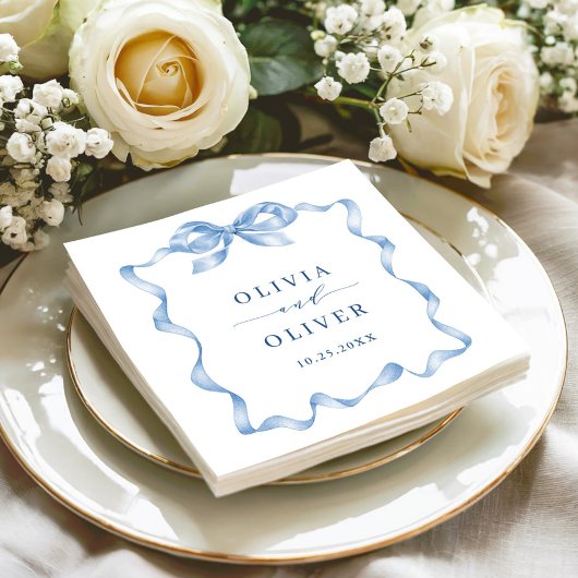 Serviette En Papier Élégant Mariage de mâchoire bleu Dusty