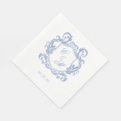 Serviette En Papier Élégant Mariage de Monogram Blue Dusty (Coin)