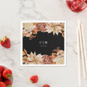 Serviette En Papier Élégant Mariage de monogramme d'aquarelle d'automn (En situation)