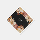 Serviette En Papier Élégant Mariage de monogramme d'aquarelle d'automn (Coin)
