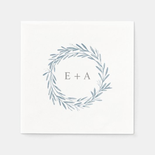 Serviette En Papier Élégant Mariage de monogramme de courroie bleu (Devant)