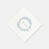 Serviette En Papier Élégant Mariage de monogramme de courroie bleu (Coin)